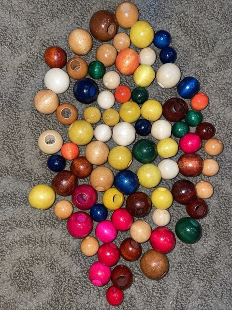 Vintage Wood Wooden Macrame Craft Beads Various Sizes and Colors