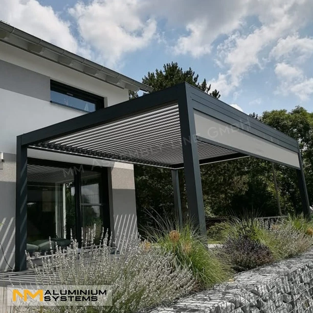 Pergomondo Aluminium Pergola Mit Lamellendach, 3x3 M, Anthrazit – Wasserdicht, Verstellbar, Winterfest