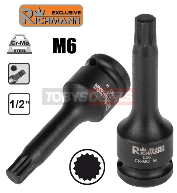 Embout Long Sécurité M12 SPLINE/XZN Pour Douille 1/2" - Acier S2, 100mm, Marque Forsage