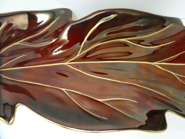 Vintage Carlton Ware Rouge Royale Gilt Painted Art Deco Leaf Dish Pottery