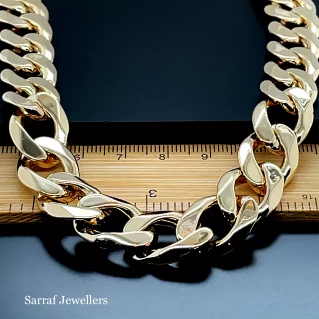 Heavy Curb Chain Necklace 9ct Yellow Gold Masculine Mens Chain Hallmarked 200gr 2