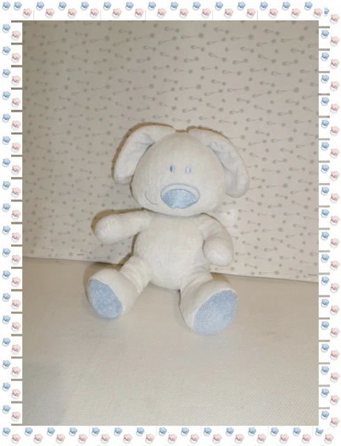 ◈ -Doudou Peluche Lapin Blanc Bleu  L'Enfant Do Nounours
