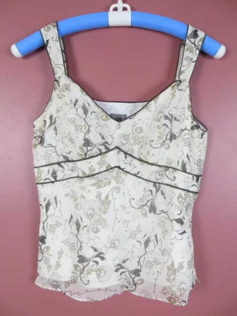 TB07171- ANN TAYLOR Women's 100% Silk Tank Top Empire Waist Multicolor Floral 6P