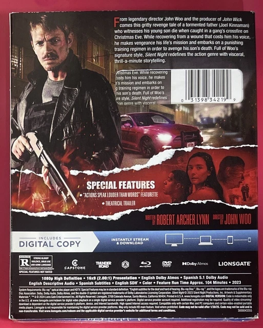 SILENT NIGHT (2023) (Region A BluRay + DVD US Import) NEW SEALED EB58