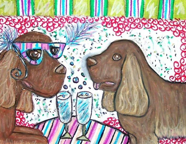 SUSSEX SPANIEL Collectible ACEO Dog Art Print 2.5 x 3.5 Signed by Artist KSams