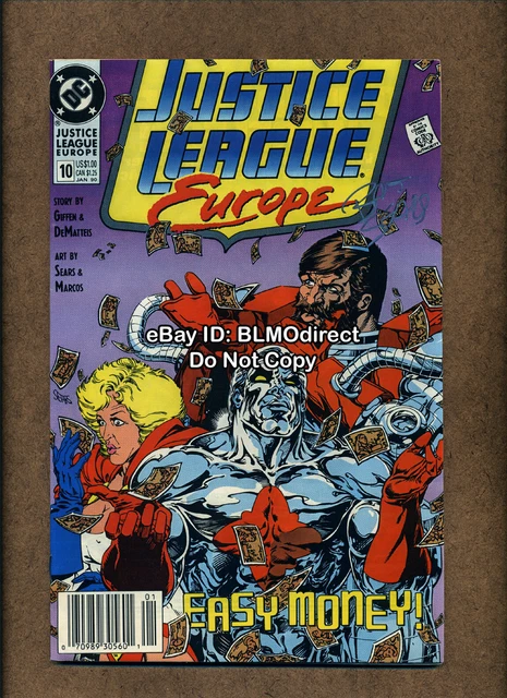 1990 Justice League Europe #10 Signed by Bart Sears w/CoA Newsstand Ed DC Comics