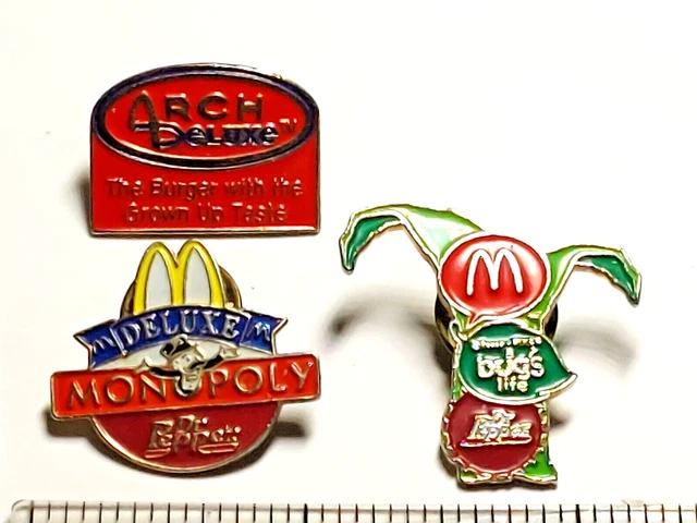 McDonald's  Arch Deluxe/Bugs Life/Monopoly Lapel Pins Lot of 3 (022423)