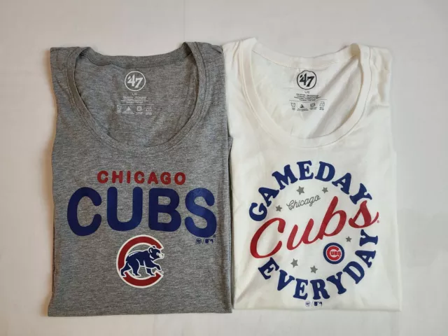 Chicago Cubs Women's T-Shirts Size L '47 Brand Short Sleeve Lot of 2