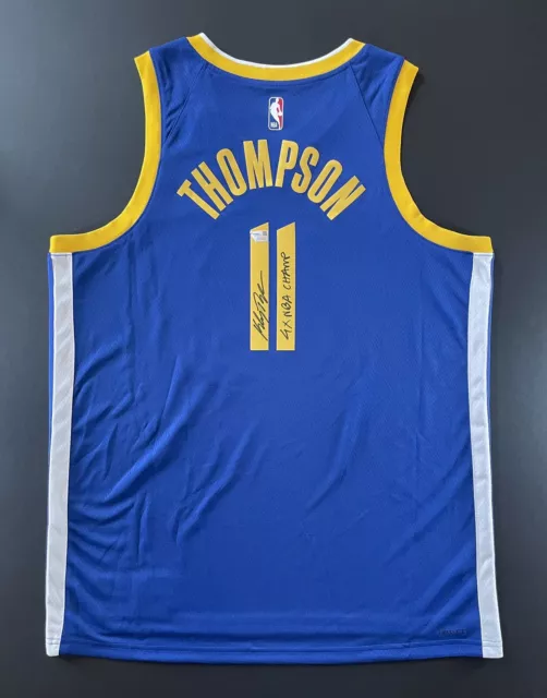 Klay Thompson Signed Warriors Nike Swingman Jersey Fanatics 4x NBA Champ