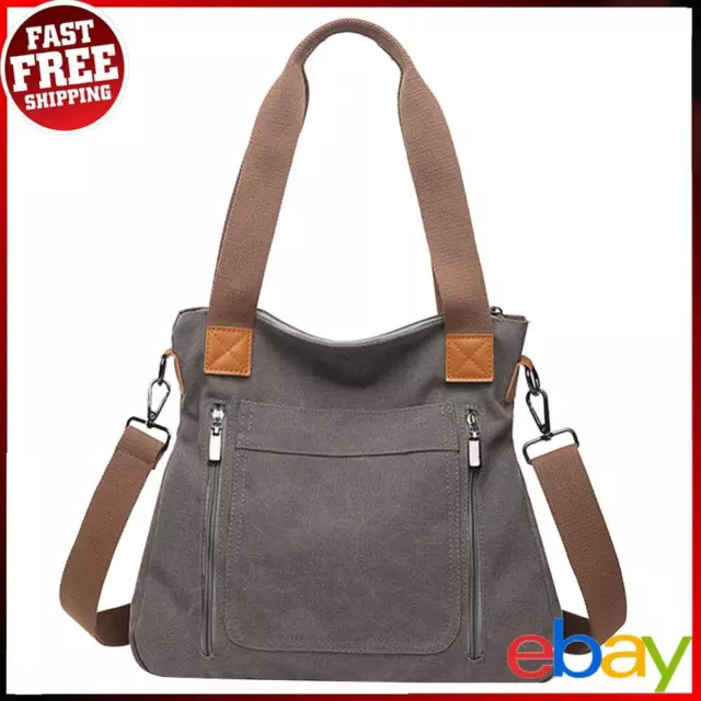 Retro Shoulder Bag Canvas Crossbody Bag Female Girl Casual Tote Purses (Grey) ✅