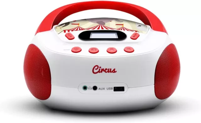 Metronic Lettore Cd Mp3 Per Bambini Con Porta Usb Circus Rosso E Bianco Potenza 2