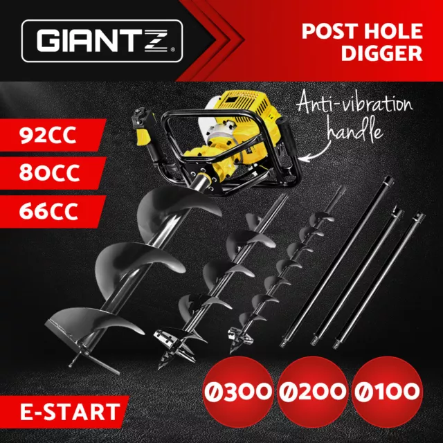 Giantz Post Hole Diggers Auger Petrol Digger Drill Borer Fence Earth Power Bits