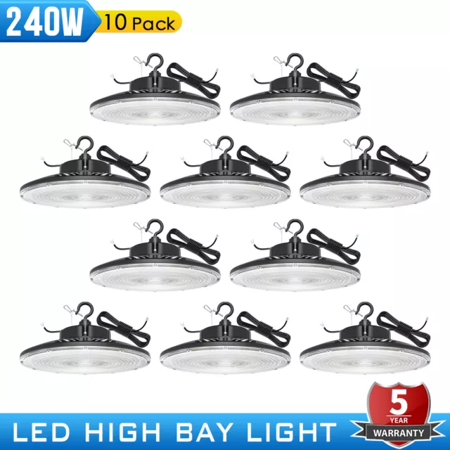 10Pack 240W UFO LED Light High Bay Light 5000K Warehouse Industrial Shop Fixture