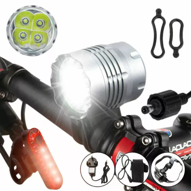 Luce bicicletta MTB 50000LM 4*CREE T6 faro lampada bicicletta fanale posteriore batteria DX