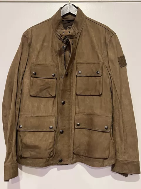 Belstaff Mens Safari Suede leather Jacket European size 52. Made In Italy NWOT.