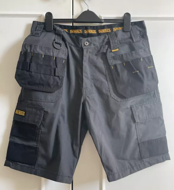 DEWALT RIPSTOP MENS Multi Pocket Shorts W34 Grey Black DWC29 004