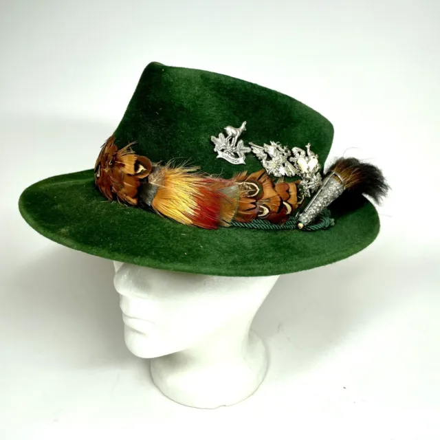 Vintage Fritz Gunzrodt Bavarian Oktoberfest German Hunting Hat Gamsbart Pins