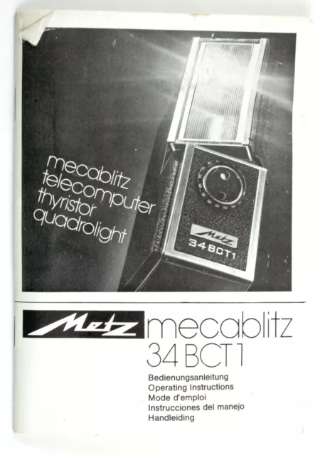 198004 Metz Mecablitz 34 BCT1 Electronic Flash Genuine Original User Manual