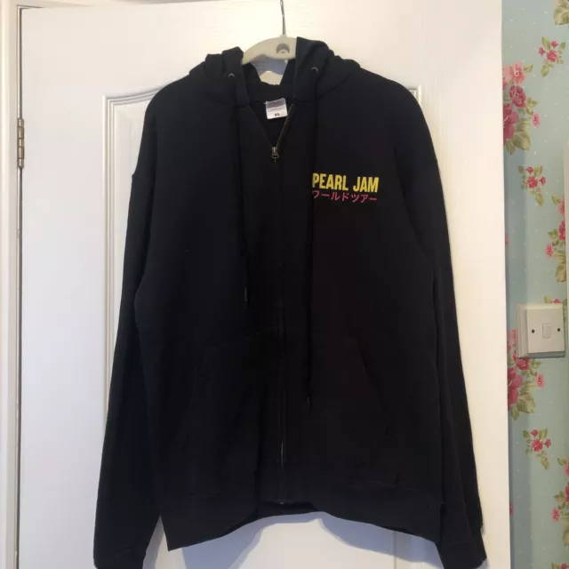 Pearl Jam 2018 Concert Unisex Hoody Black Zip Up Size M Fruit Of The Loom Pocket