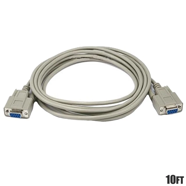 10FT SERIAL RS232 DB9 DB 9 9Pin COM Port Female to Female F/F Molded