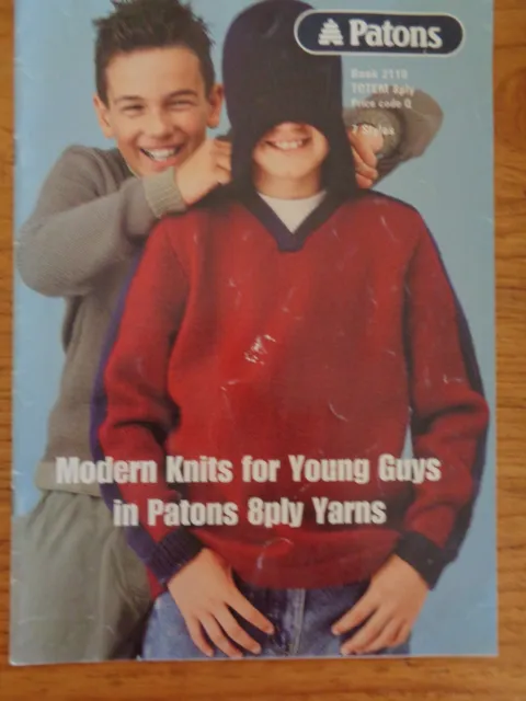Patons Knitting Pattern # 2110 - Modern Knits For Young Guys In 8 Ply