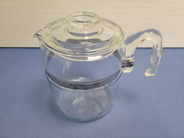 Vintage PYREX Flameware Percolater Glass Coffee Pot & Lid 6-9 Cup Very Nice