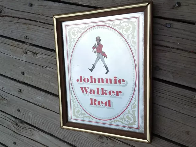 Vintage Framed Johnnie Walker Red Whiskey Wall Mirror Distillery Decor Advertise