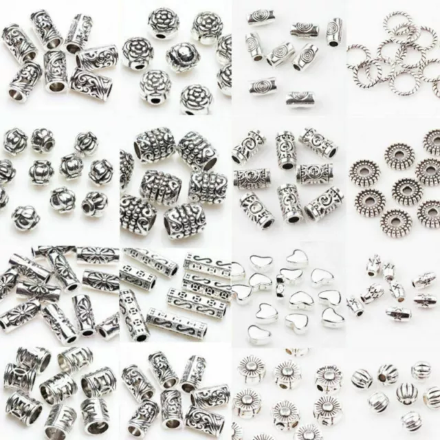 50/100Pc Tibetan Silver Metal Charms Loose Spacer Beads Wholesale Jewelry Making