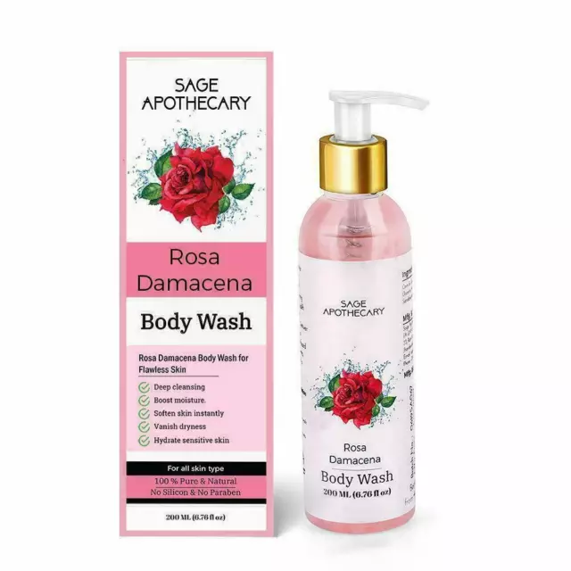 Sage Apothecary Rosa Damacena Body Wash  For All Skin Types 200 ML