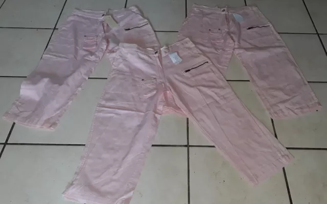 LOT DE 3 pantalons PANTACOURTS rose coton et lin ROSE TAILLE M /UNE CHOSE A PART