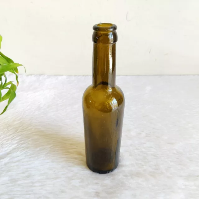 19c Vintage Jodhpur State Embossed Olive Color Glass Bottle Wine Barware GL123 3