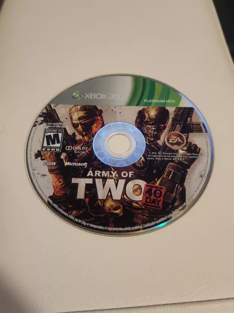 Army of Two: The 40th Day (Microsoft Xbox 360, 2010) Disc Only.  Tested.