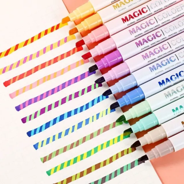 6/12Pcs Magic Color Changing Highlighter Pen Set Diary Scrapbook Marker Pen