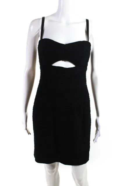 Nanette Lepore Womens Stripe Front Back Cut-Out Knee-Length Dress Black Size 4