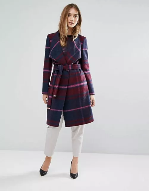 Ted baker fredye check long wrap coat online