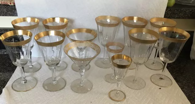 13 Vintage MINTON CLEAR TIFFIN FRANCISCAN OPTIC MARTINI- WINE-Cordials ￼GLASS