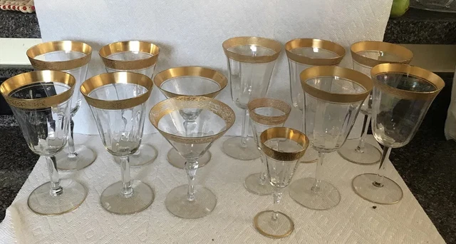 13 Vintage MINTON CLEAR TIFFIN FRANCISCAN OPTIC MARTINI- WINE-Cordials GLASS 13 Vintage MINTON CLEAR TIFFIN FRANCISCAN OPTIC MARTINI- WINE-Cordials GLASS