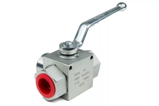 3-Way High Pressure Ball Valves: 3/4’’ NPT Port Size, 5145 PSI "L" Flow Path