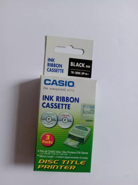 Casio Ink Ribbon Cassette Black Ink TR-188K-3P For Disc Title Printer 3-Pack NEW