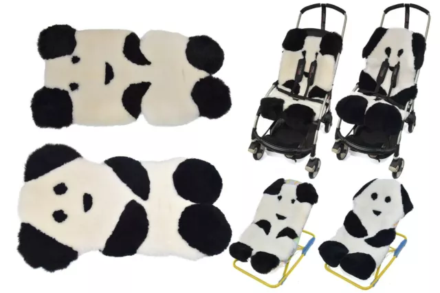 Buggy Pushchair Pram Car Seat Sheepskin Liner Mat 100% Natural PANDA