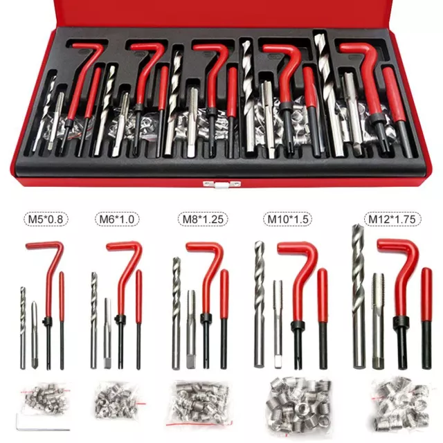 Helicoil Thread Repair Kit M5 M6 M8 M10 M12 Threaded Tool Twist Drill Bit 131Pcs 2