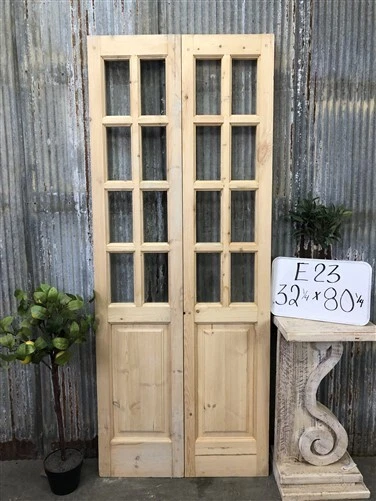 French Double Doors, 32x80, 8 Pane Glass European Styled Doors E23