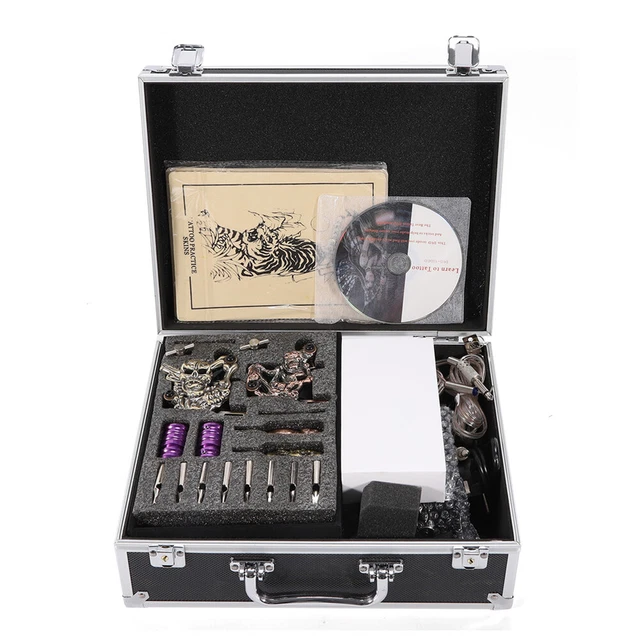 Máquina de taetomáquina de tatuajes juego KIT tatuaje 4 pistones 7 tintas agujas de