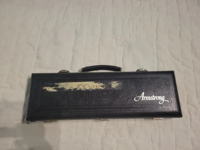 Armstrong only  flute w/case …. Black hard vtg as is 16x4.9in
