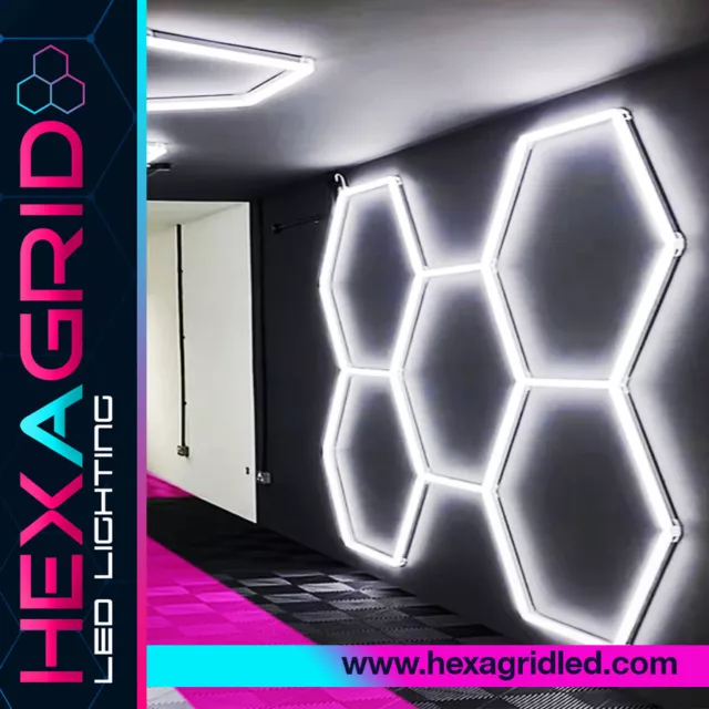 HEXAGON LIGHTING  5 Grid - Detailing  - Gym - Garage - Barbers - Shop -Home