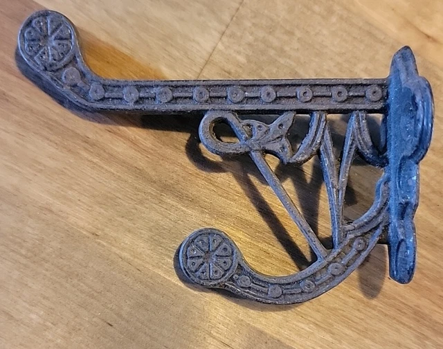 Beautiful Vintage Antique Eastlake Cast Iron Coathook Coat Hook Awesome Patina! 3