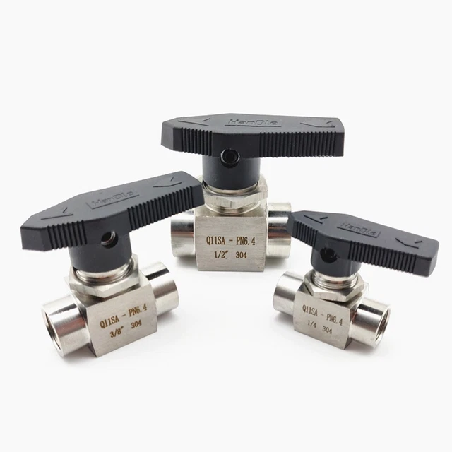 Vanne à Bille En Acier Inoxydable 1/4" NPT Femelle - Modèle BV-FP-025 Full Port - TIB, Neuve