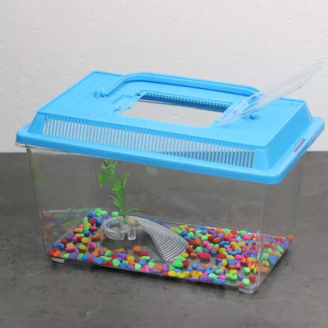 27cm Plastic Mini Aquarium Fish Tank Set Goldfish Starter Kit with Carry Handle 2