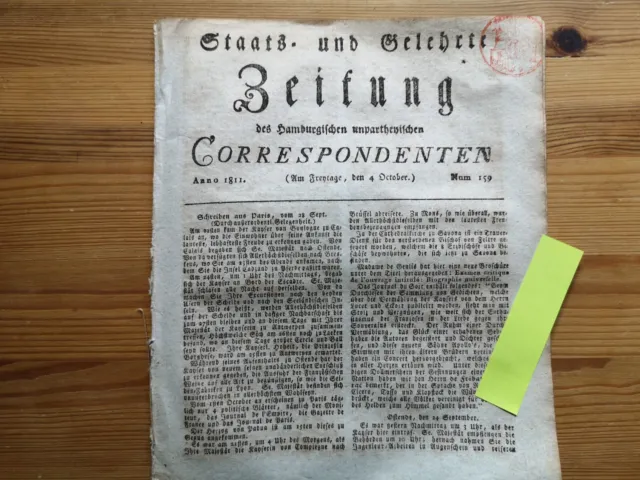 1811 Zeitung Hamburg 159 Ostende Brüssel Belgien Kaiserin zu Besuch