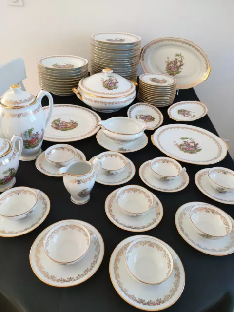 Magnifique service de table en porcelain de Limoges "PL" (70) - Porcelaine  